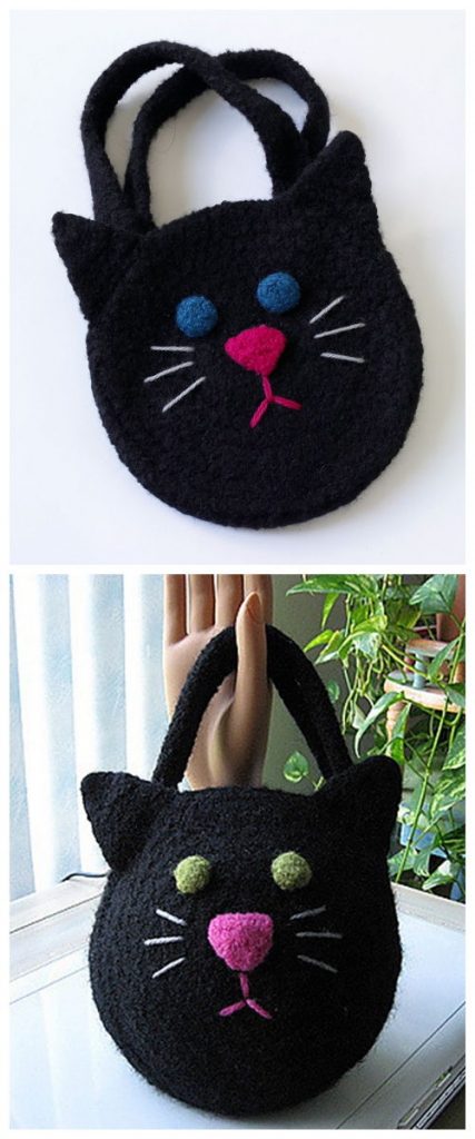Felted Black Cat Bag Free Crochet Pattern