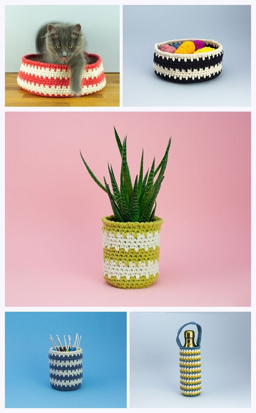 Spike Stitch Basket Free Crochet Pattern